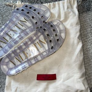 Valentino Transparent Sandals with Gold Accents